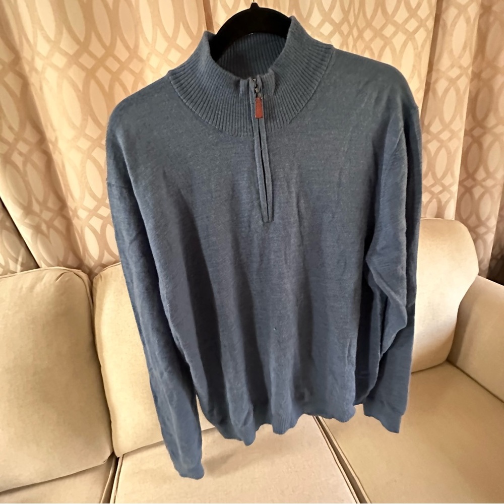 Piattelli Barneys New York Mens Merino Wool Cashmere 1/4 Zip Sweater, XXL